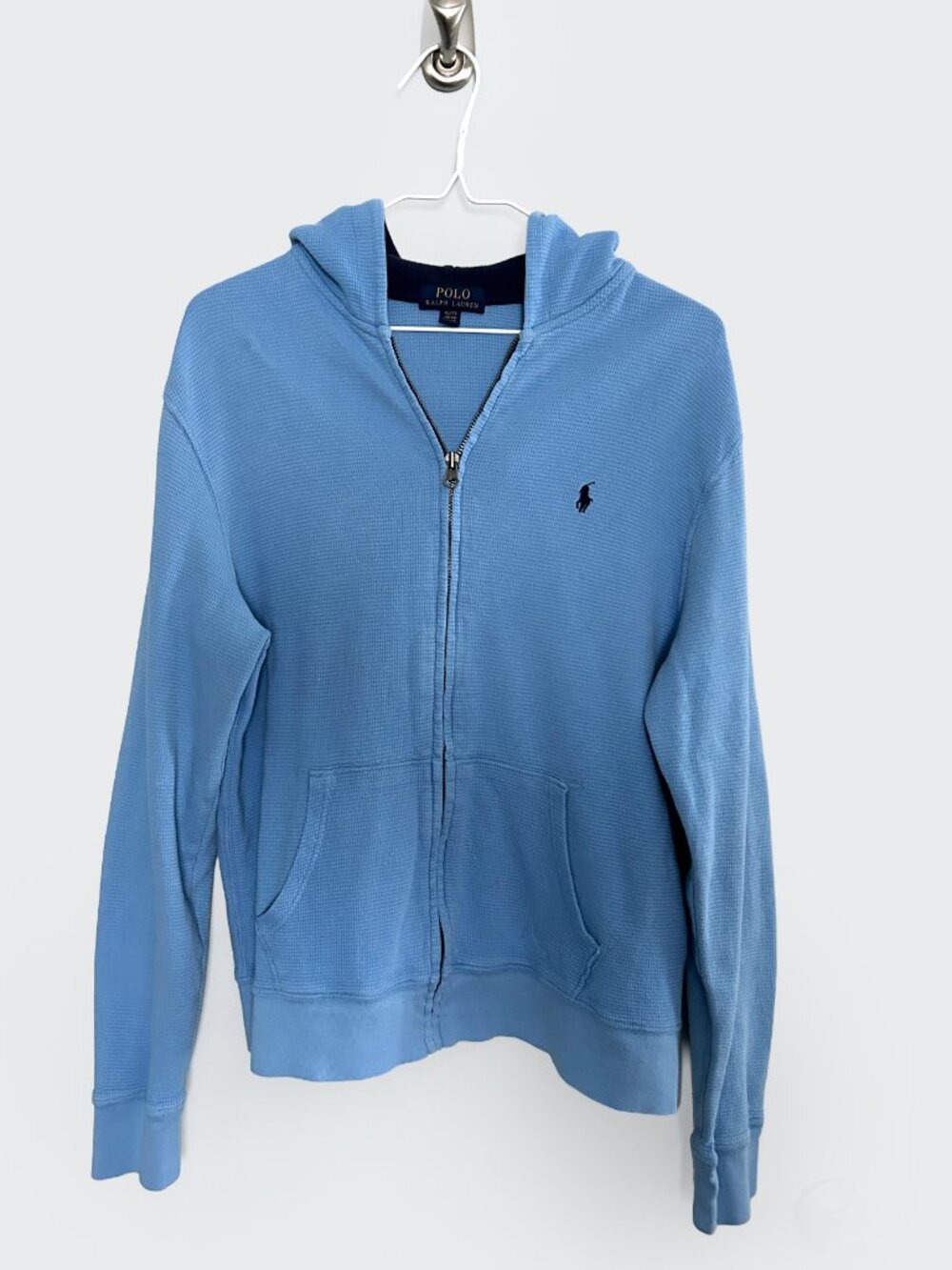 Polo Ralph Lauren Full Zip Jacket Waffle Knit Women’s XL Blue Preppy Coastal - Picture 2 of 8